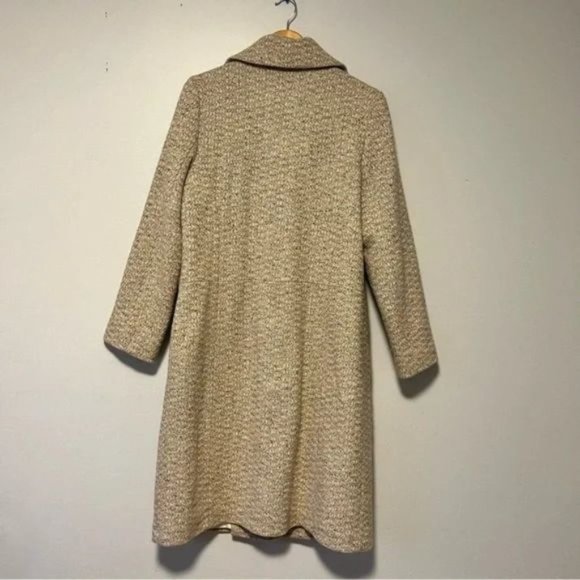 Vintage Made in Bulgaria Wool blend Oatmeal long peacoat size 10 US - Picture 3 of 10